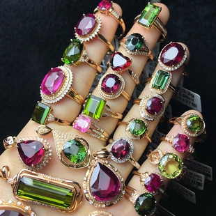 古太珠宝 巴西碧玺18K金镶嵌首饰 直播专拍,私拍无效