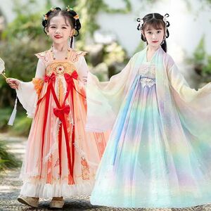 汉服女童中国风飘逸超仙春夏季儿童连衣裙唐装纱裙小女孩新款古装