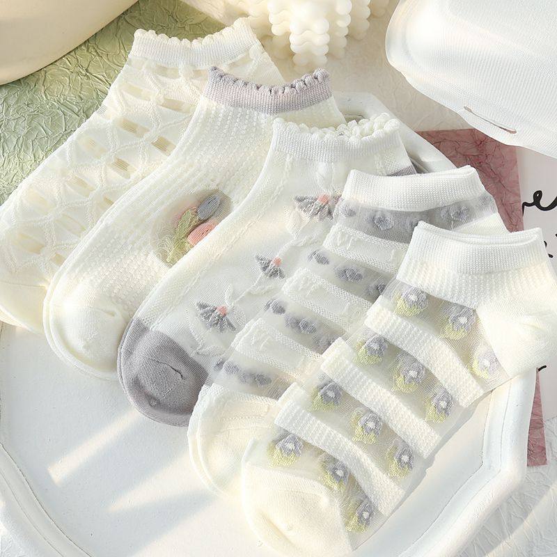 白色袜子女短袜夏季薄款水晶袜