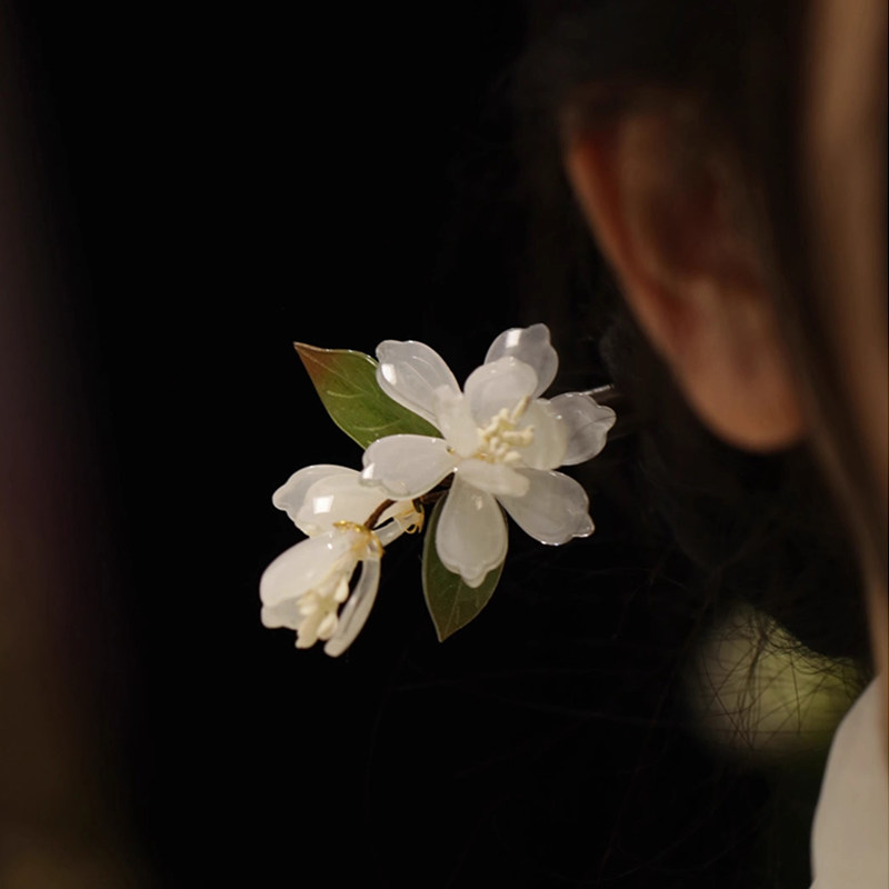 簪子新中式檀木簪盘发白玉兰花发簪新式改良旗袍中式茶服清雅气质