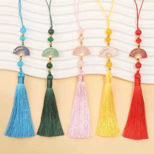 新年流苏灯笼挂饰古风国潮8CM扇子流苏穗子扇坠挂件景泰蓝汉服