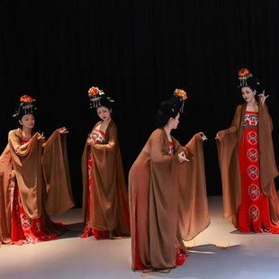 簪花仕女圖同款 舞臺表演晚會唐制古風演出服襦裙 古典伴舞舞蹈服裝