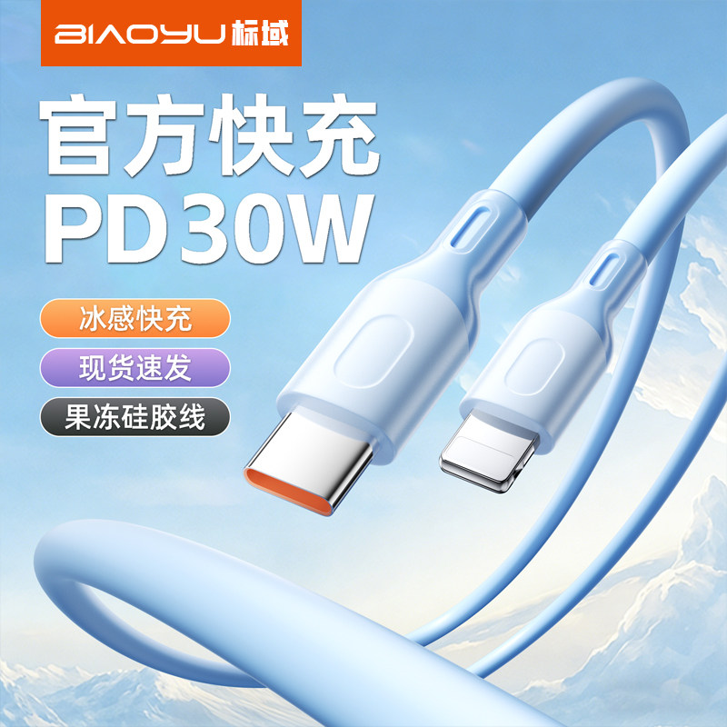 标域适用苹果14pro快充线PD30W闪充iPhone13/12/11数据线xs/xr冲平板ipad充电线USB车载6s/7p耳机加长2米8plu