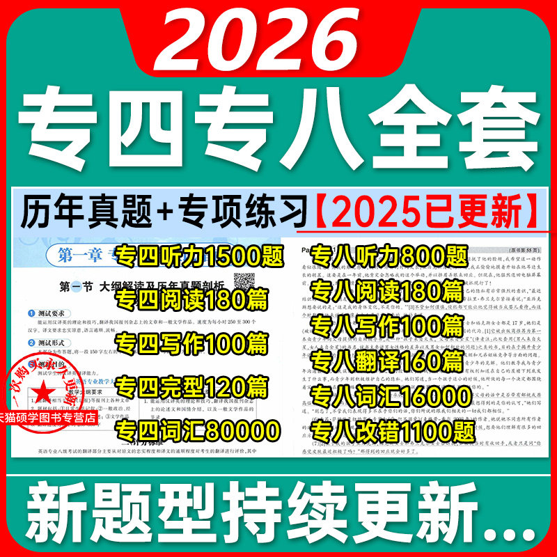 备考2026年专四专八英语全套电子版pdf语法词汇真题听力原文阅读完形写作pdf历年真题试卷