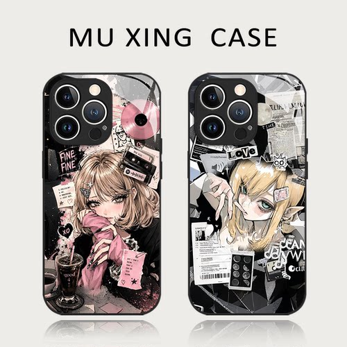 萌系古早少女手机壳适用任意机型