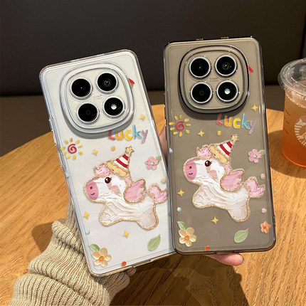 油画彩虹小马手机壳适用红米note15pro本命年14新年13过年turbo4粉色12情侣11tpro新款3马年10/9外壳redmi十+