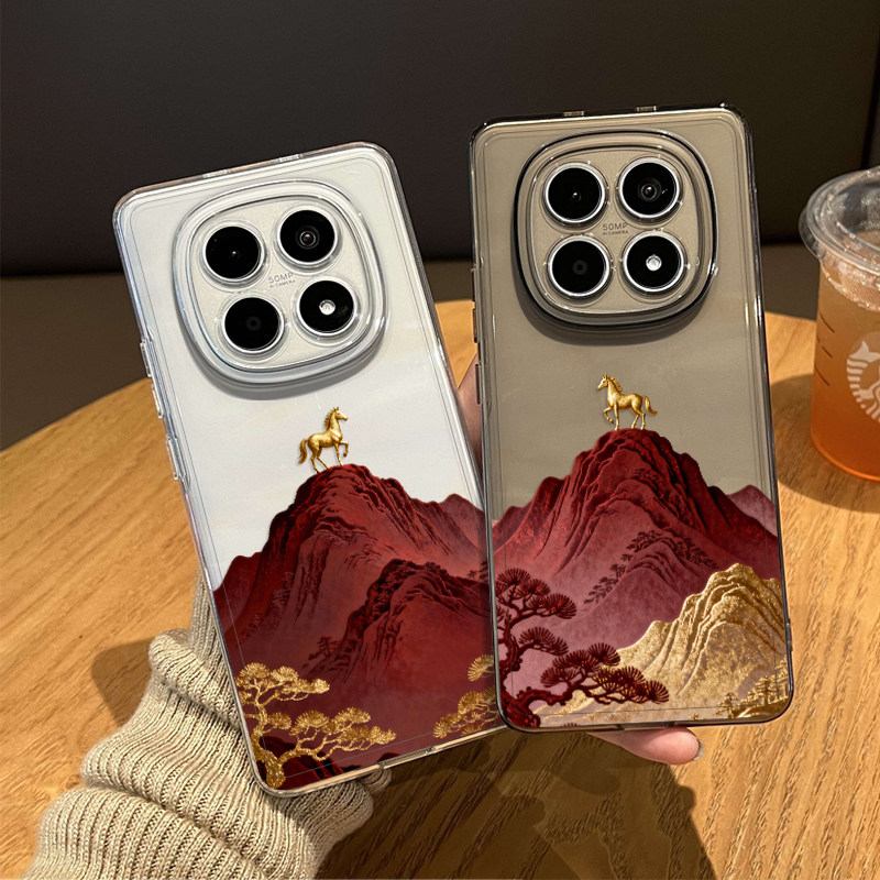 马年金色小马手机壳适用红米note15pro本命年14新年13过年turbo4红色12情侣11tpro新款3防摔10/9外壳redmi十+