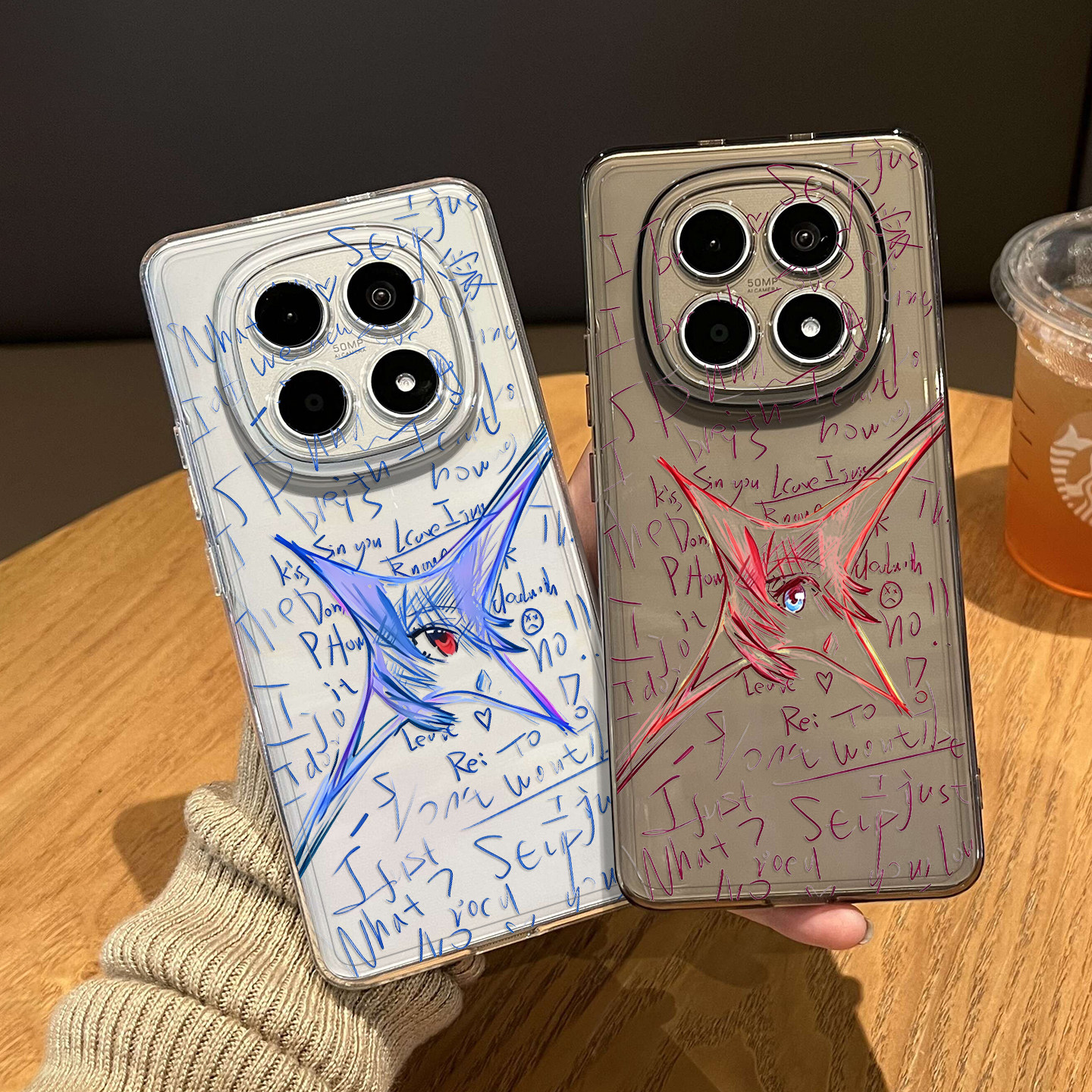 乱码心事手机壳适用红米note15pro透明14动漫13二次元turbo4涂鸦12小众11t新款3高级感10周边9外壳redmi十+女