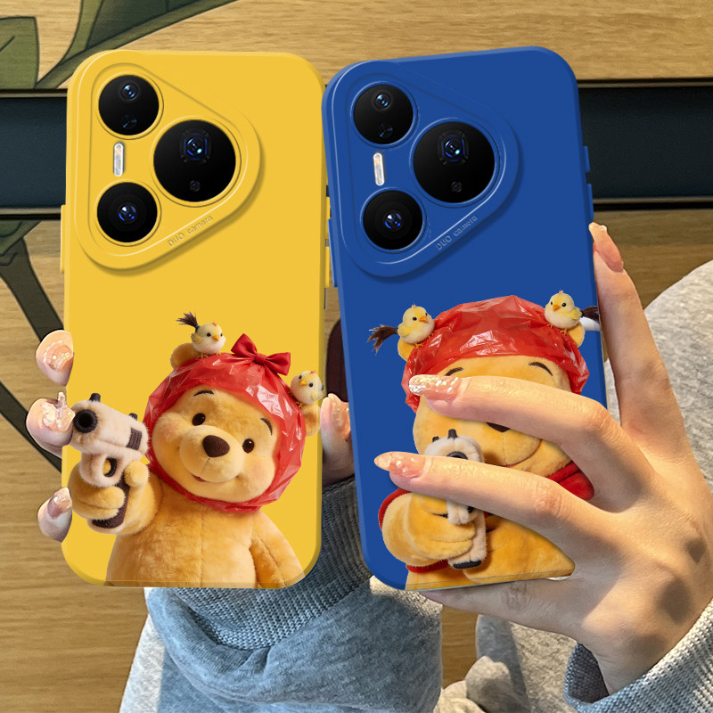 趣味维尼熊手机壳适用华为pura80硅胶pura70pro+毛绒p60情侣50搞怪40新款ultra可爱小熊30外壳por保护套卡通