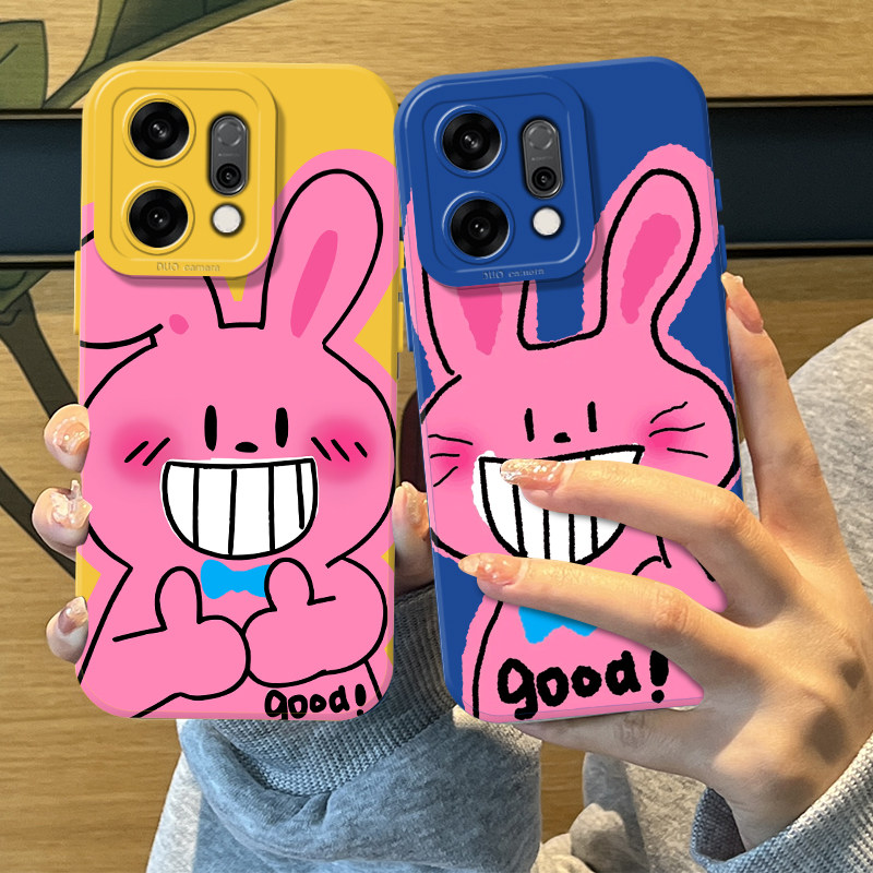 趣味粉色兔子适用opporeno15pro手机壳14硅胶13新款12情侣11可爱10抽象rone9por巨好看8搞怪7创意6搞笑5外壳