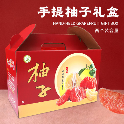 安源批发2个装红肉蜜柚包装箱子白沙田柚礼品包装盒4柚子纸箱彩箱