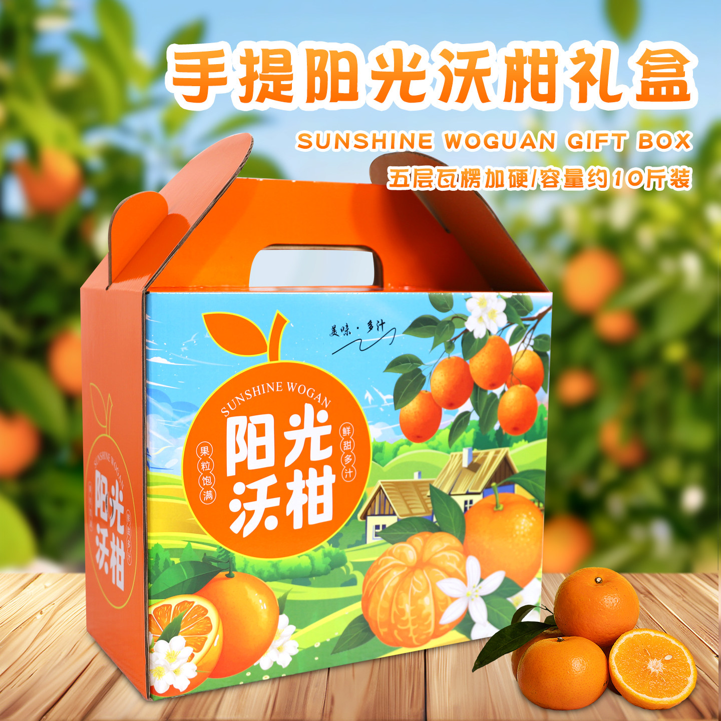 阳光沃柑10斤装手提水果包装盒