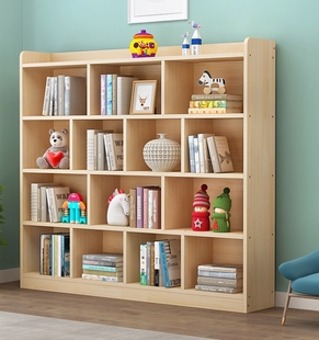 实木书架儿童简易书柜组合格子柜矮柜家用落地简约现代置物储物柜