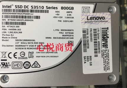 联想 4XB0G88783 00XH051 SSD固态硬盘 800G SATA 2.5寸 6gb