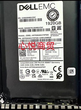 DELL戴尔 0GYGVV 1920G 服务器 SSD固态硬盘 1.92T SATA 6gb 2.5