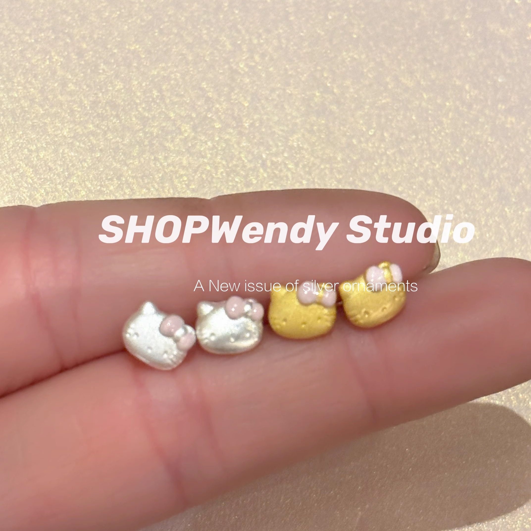 足银990可爱kitty少女心纯银耳钉