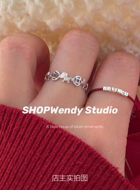 新年S925纯银小马开口戒指