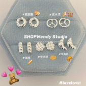 SHOPWendy 可可爱爱面包脑袋 S925纯银甜甜圈牛角包碱水结耳钉