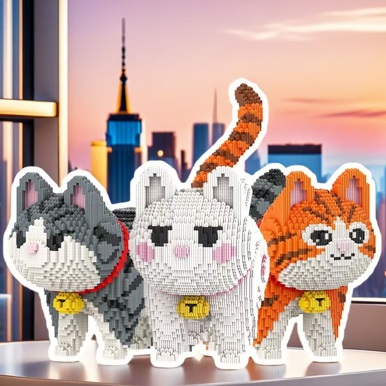动物积木猫2025新款高颜值男女孩系列拼装玩具成人高难度客厅摆件