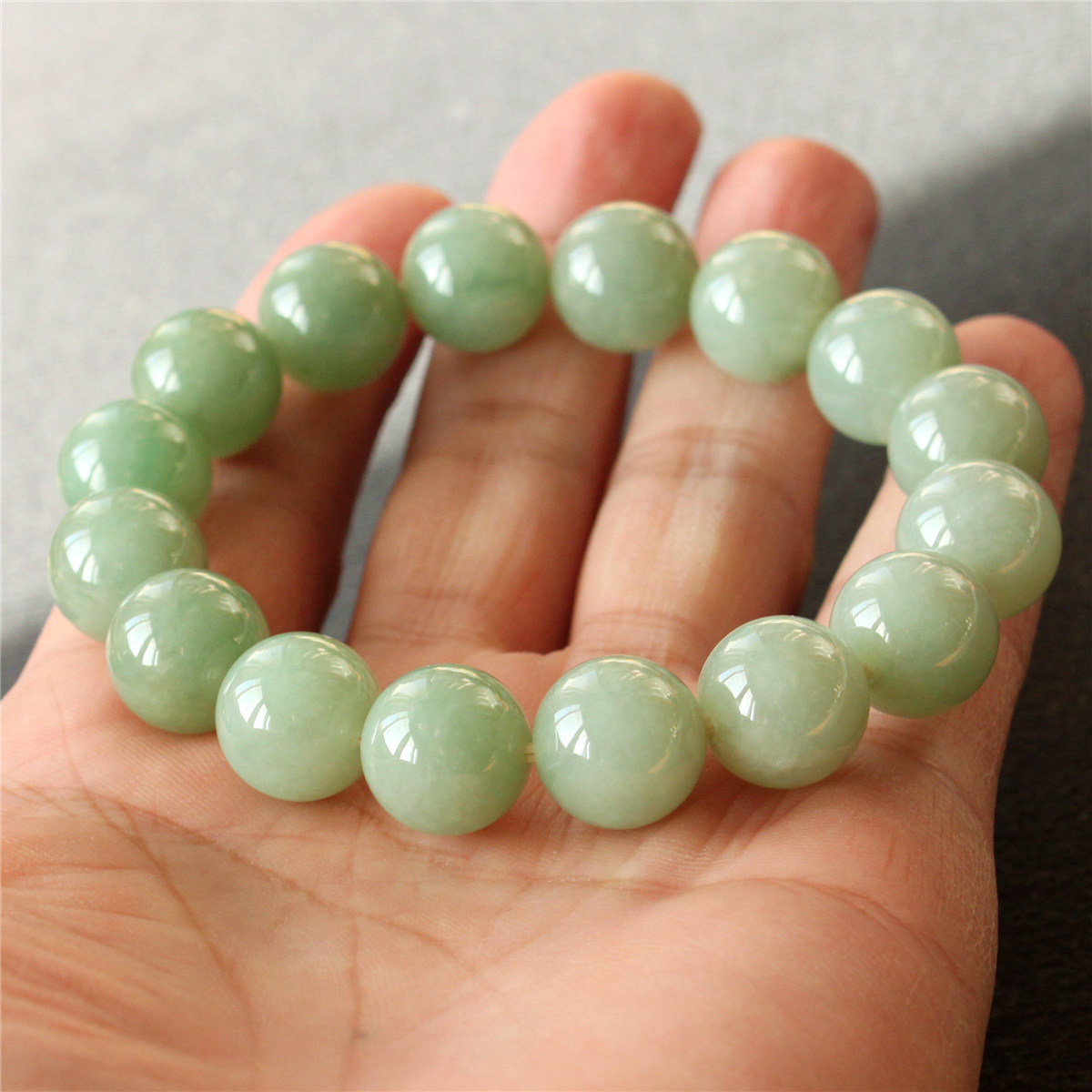 天然缅甸翡翠 老油青圆珠手串链 细腻起胶13加男女款糯冰种手工珠
