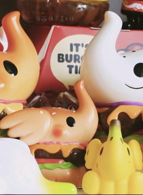 现货Unbox汉堡象elfie彩虹潮玩展会限定手办大娃摆件可爱礼物