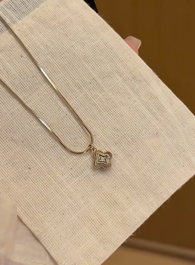 中古风简约轻奢几何浅太金项链时尚精致百搭小众锁骨链毛衣链配饰
