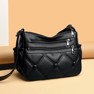 真皮质感女包时尚软皮多层百搭单肩斜挎包大容量中老年女士妈妈包