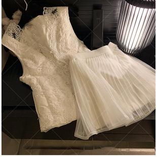 恰照梨花雪/大衣神仙伴侣蕾丝花边羽绒马甲百褶网纱短裙