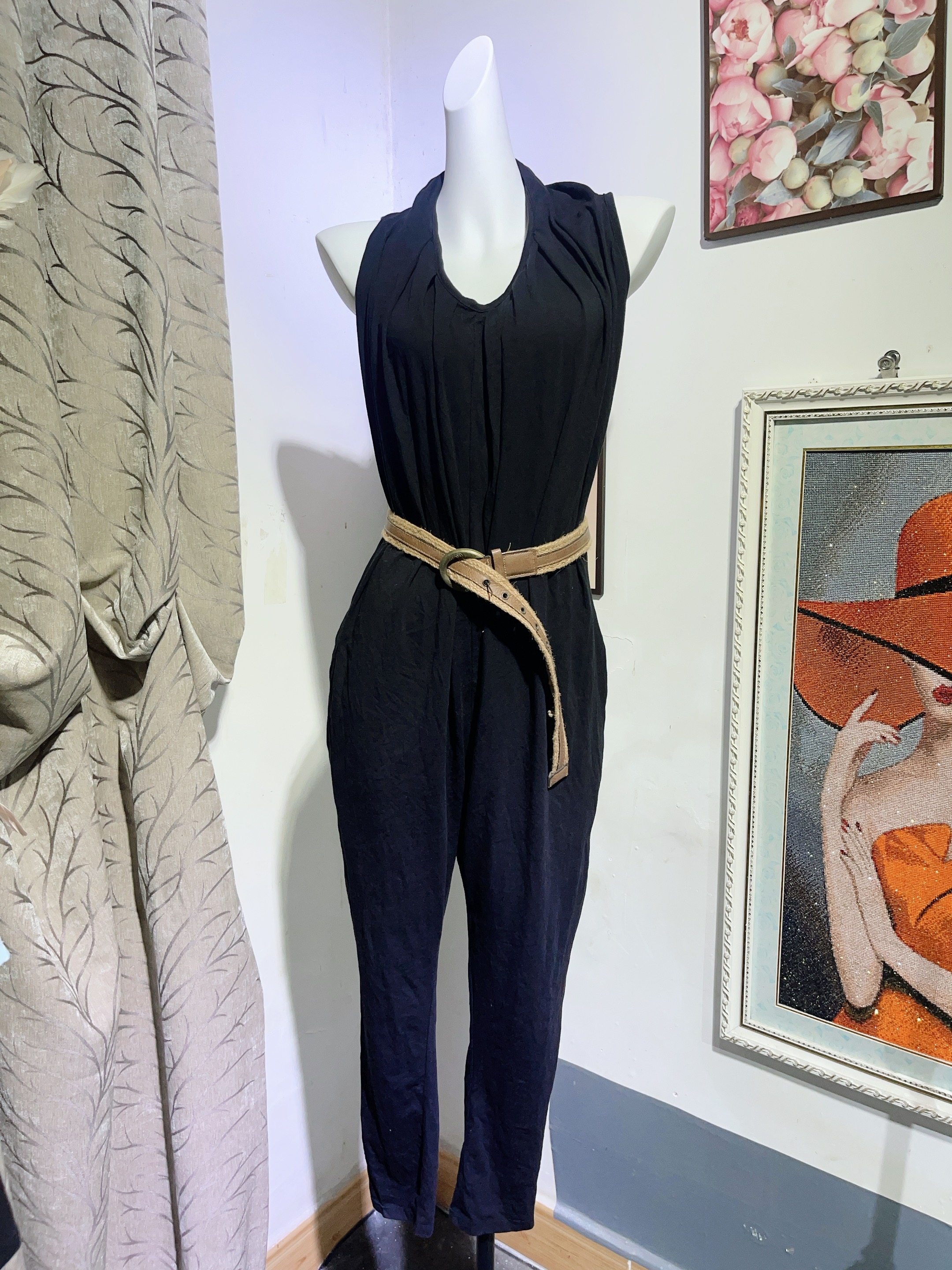 外贸单黑色挂脖连体裤女大露背休闲上衣性感修身宽松两穿款,女装/女士精品,连体衣/裤,淘宝优惠券,粉丝福利购,淘宝优惠卷