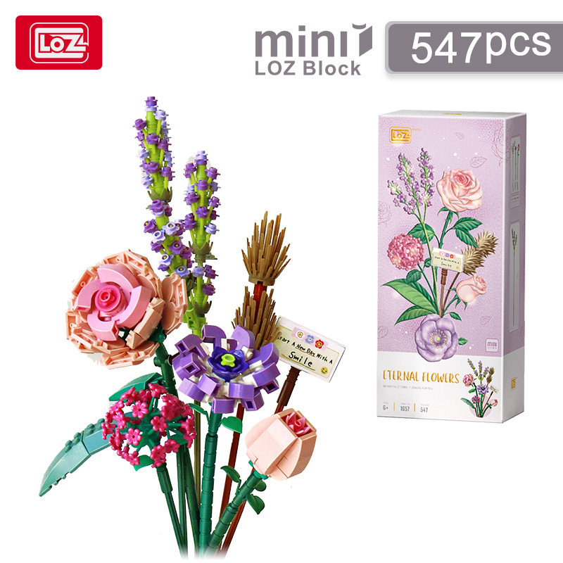 LOZ LIZHI 꽃다발 빌딩 블록 작은 입자 조립 시뮬레이션 꽃 해바라기 크리스마스 생일 선물 홈 인테리어