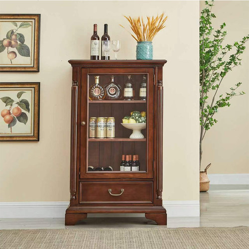 带玻璃单门黑胡桃木美式客厅家具