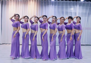 馨漫手工原创设计感轻奢肚皮舞练功服套装新款烫钻流苏表演团服