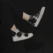 Les fleurs 法国小众设计师daymare mal恶之花黑白高帮帆布鞋