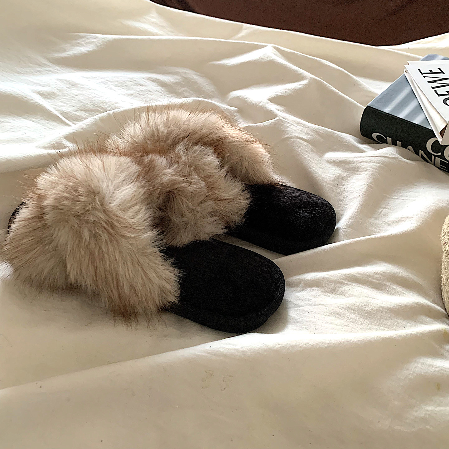 金屿鹿 气质温柔~ins仙女风加绒毛毛拖鞋女秋冬外穿网红时尚棉拖