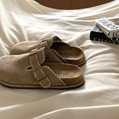 女2025学院风百搭懒人一脚蹬包头半拖鞋 金屿鹿 韩国ins复古勃肯鞋