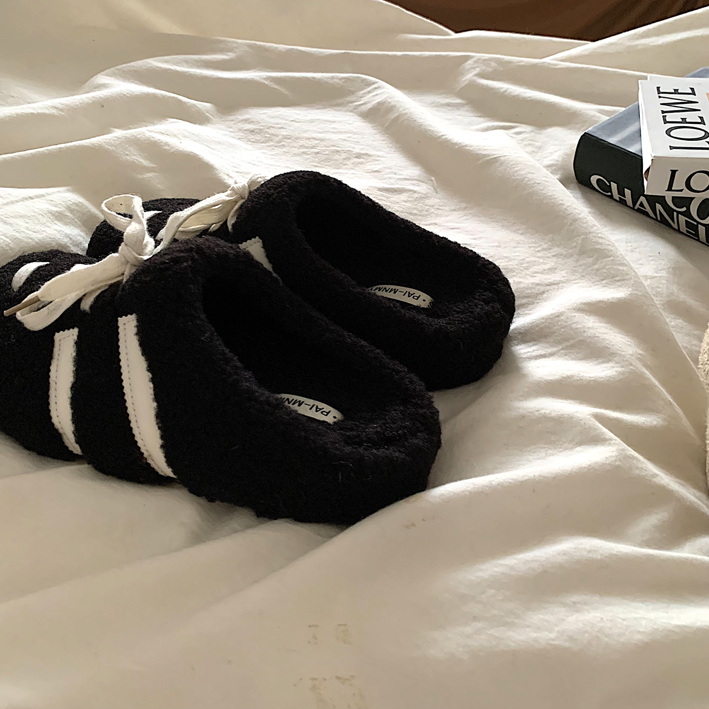 糯叽叽~毛茸茸厚底勃肯棉拖鞋女外穿ins韩版百搭一脚蹬加绒毛毛鞋