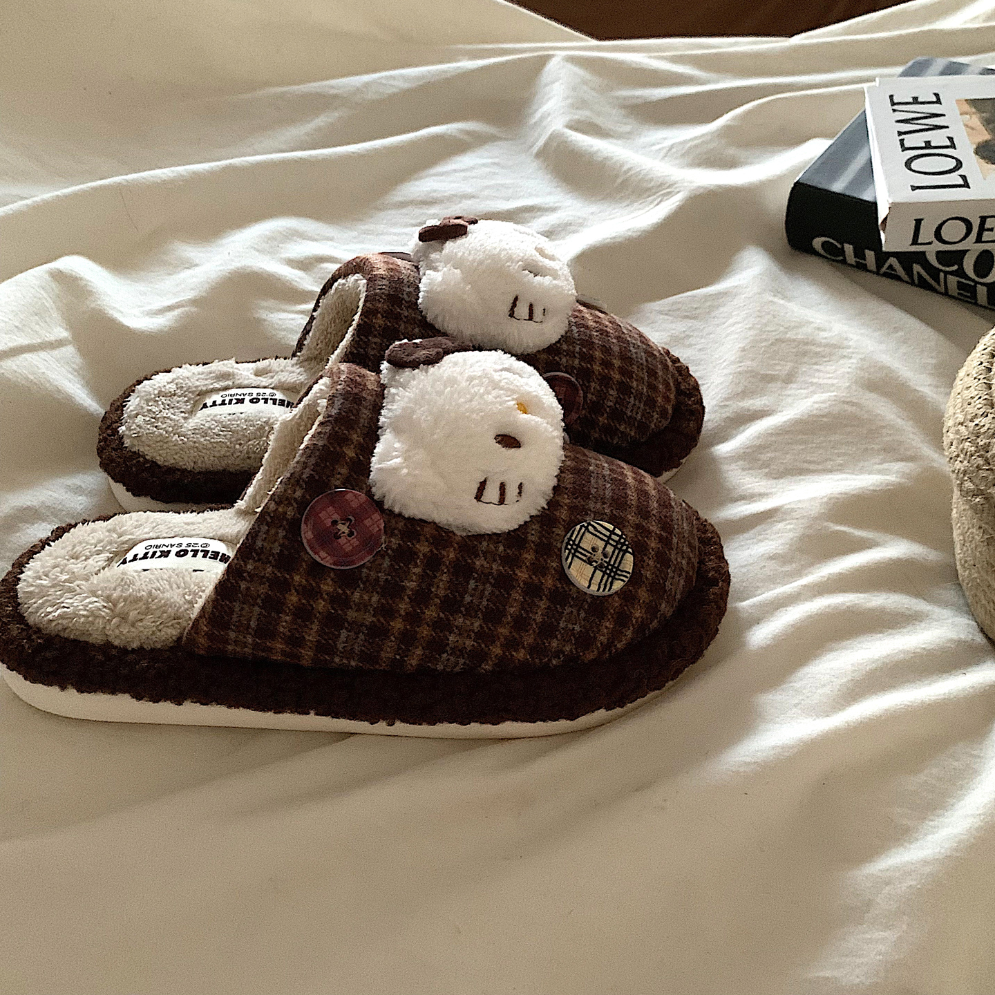 软萌KT猫~可爱卡通厚底保暖棉拖鞋女冬外穿ins网红百搭室内毛毛鞋