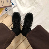 金屿鹿 男潮 chic女小黑鞋 韩国ins街拍原宿滑板鞋 休闲运动帆布鞋