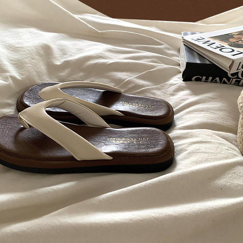 韩版ins晚晚风法式复古人字拖