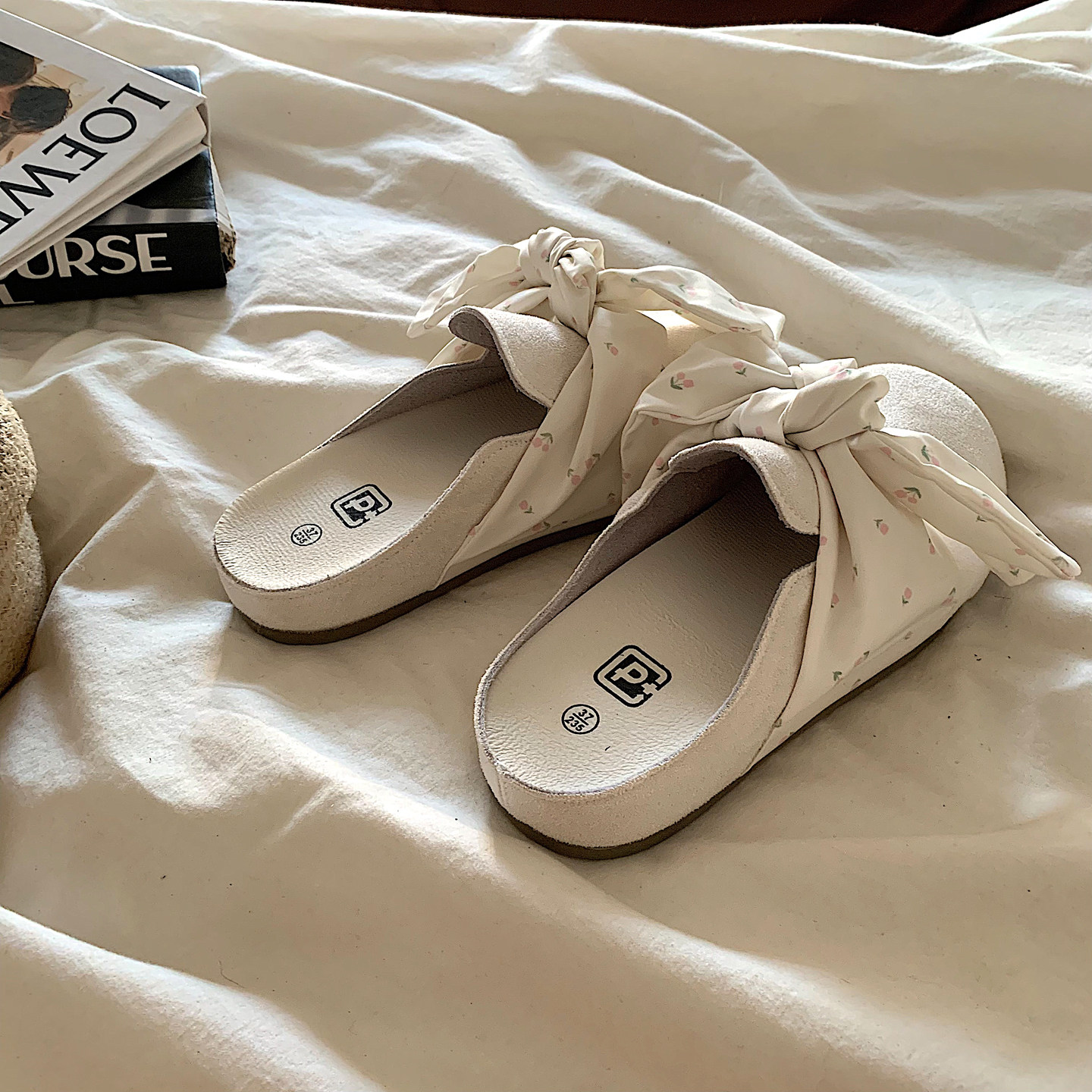 小众蝴蝶结勃肯半拖鞋女2026新款ins复古配裙子一脚蹬包头拖鞋潮,女鞋,包头拖,淘宝优惠券,粉丝福利购,淘宝优惠卷