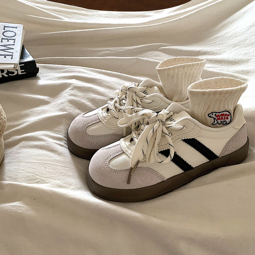 金屿鹿 小众韩国复古德训鞋女2025新款ins超火港风百搭休闲板鞋潮