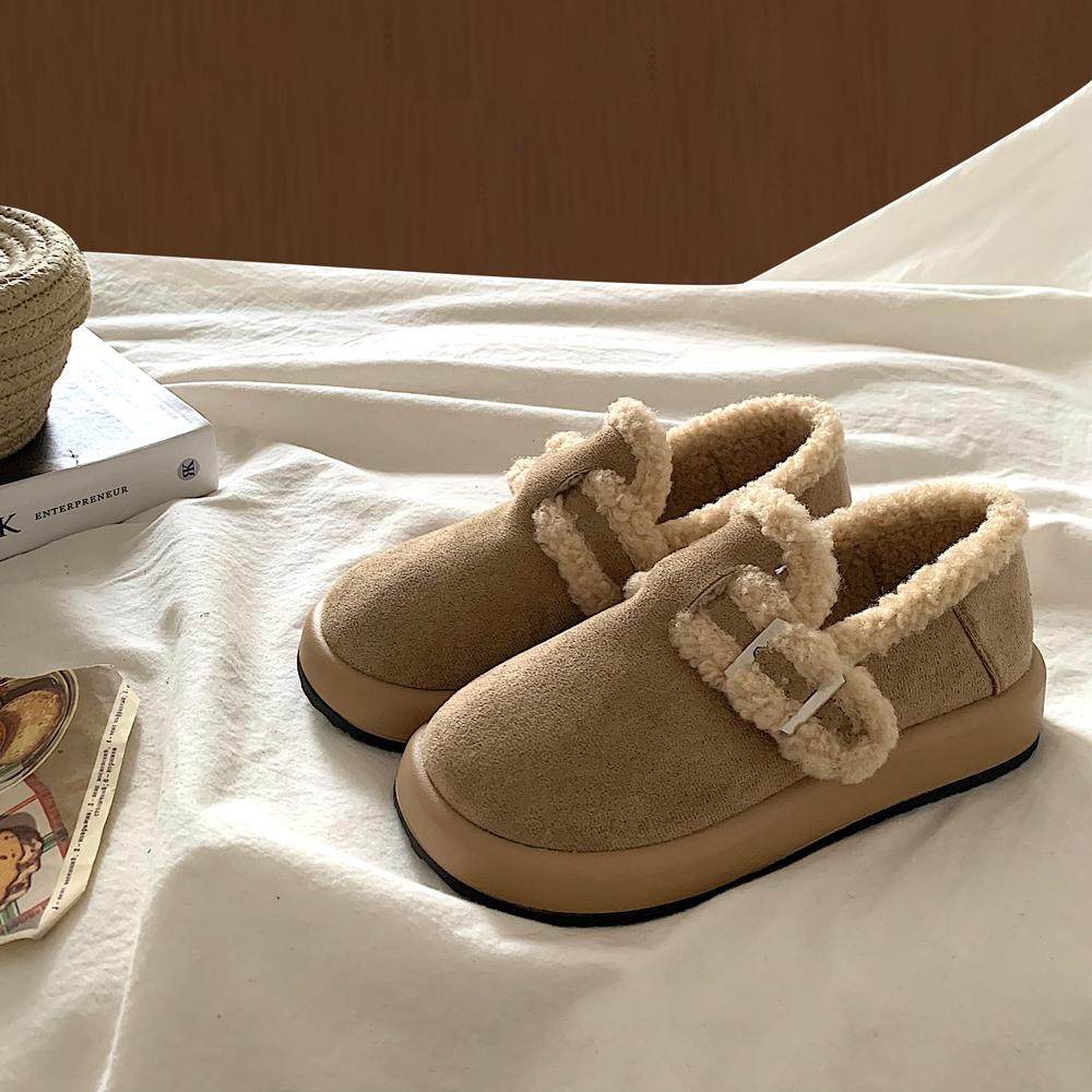 ins韩版厚底加绒勃肯鞋女冬百搭懒人一脚蹬棉鞋雪地靴保暖豆豆鞋,女鞋,乐福鞋（豆豆鞋）,淘宝优惠券,粉丝福利购,淘宝优惠卷