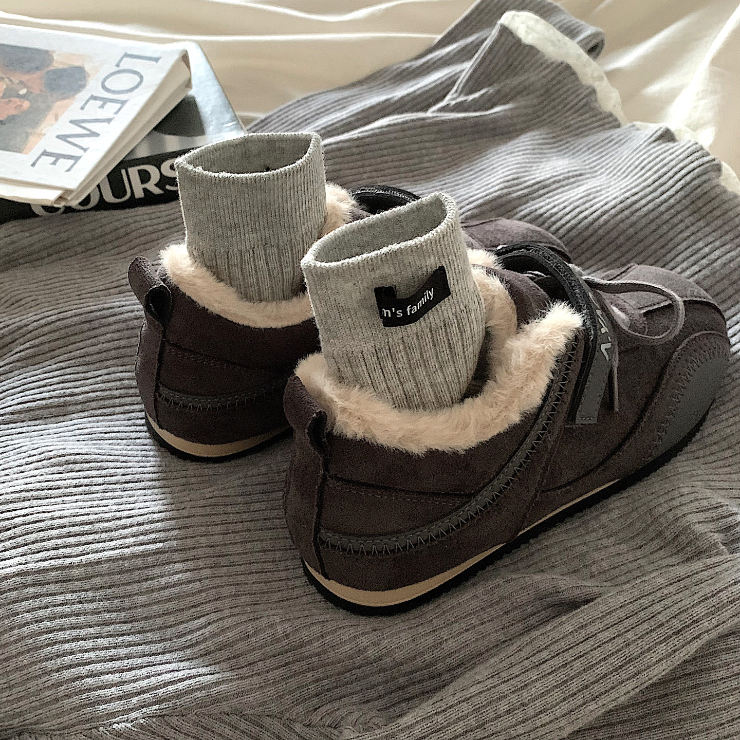 金屿鹿小众复古加绒德训鞋女冬季新款ins韩风运动休闲保暖二棉鞋,女鞋,棉鞋,淘宝优惠券,粉丝福利购,淘宝优惠卷