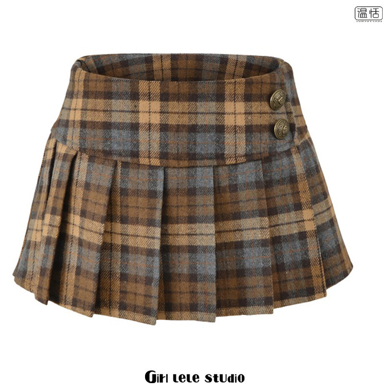 【包邮】美式复古风时尚格纹半身裙女高腰A字修身显瘦防走光短裙,女装/女士精品,半身裙,淘宝优惠券,粉丝福利购,淘宝优惠卷