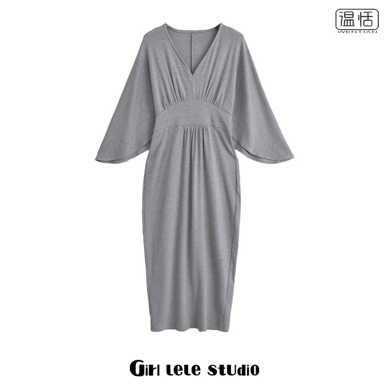 纯欲性感纯色收腰开叉包臀裙