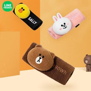 LINEFRIENDS布朗熊汽车门把手套绒布冬季保护套门内通用卡通可爱