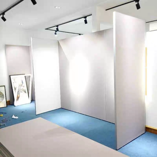 定制可移动无缝书画展板贴亚麻布画展海报字画宣传展示架屏风隔断