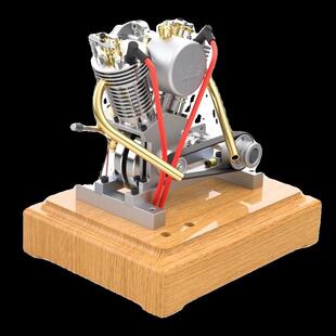引擎发动机迷你燃油机械模型摩托车内燃机启动可可双缸哈雷V2