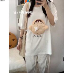 纸可爱恤随身带蛊衣服搞怪周边创意t抽纸蜡笔小新t短袖阿呆整网红