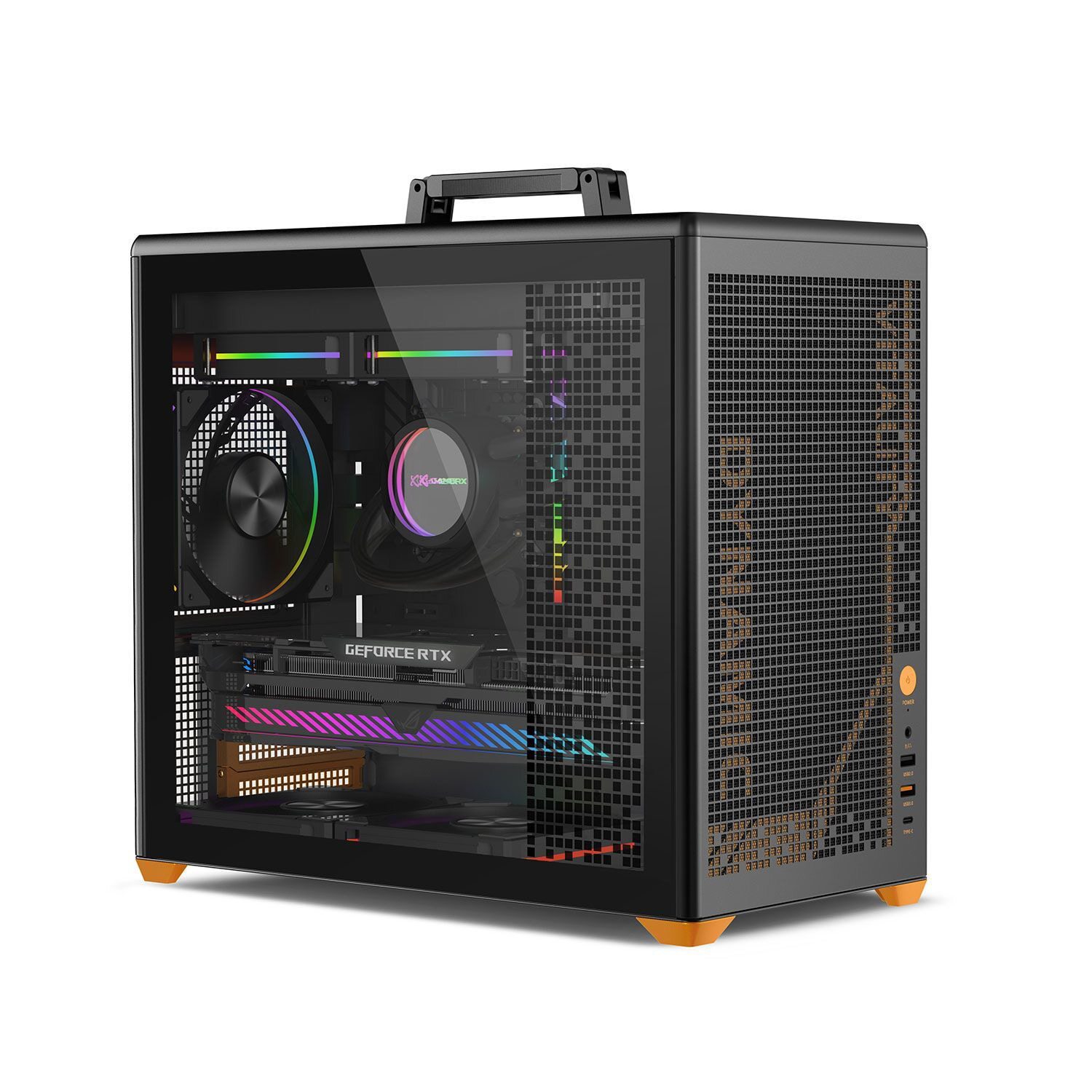 未知玩家P80隐藏折叠手提便携式MATX台式电脑主机箱支持240水冷图片